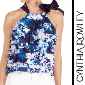 CYNTHIA ROWLEY Layered Silk Side Tie Top S NWT